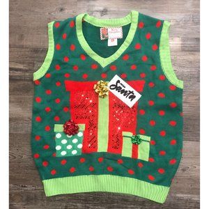 Merry Christmas Adult Large Santa Christmas Presents Sweater Vest